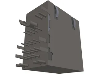 RJ45 Double Connector 3D Model preview