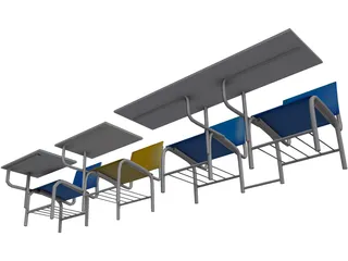 School Chairs 3D Model preview