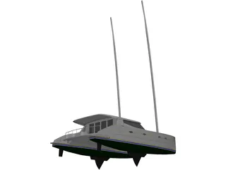 Sailing Catamaran 3D Model preview
