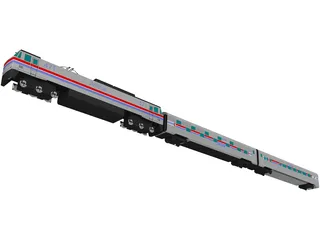 Amtrak Engine and Coachs 3D Model preview