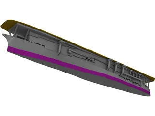 IJN Kaga Aircraft Carrier 3D Model preview