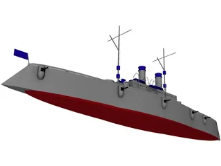 Casemate Battleship 3D Model preview