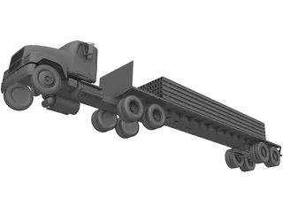 Mack with Flatbed Precast Slabs Trailer 3D Model preview