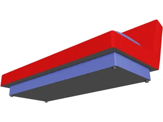 Sofa with Two Pillows 3D Model preview