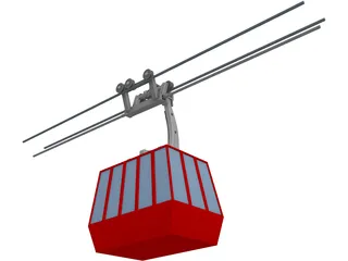 Three-Aerial Ropeway 3D Model preview