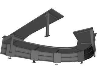 Desk Curved Reception 3D Model preview