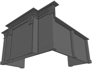 Desk L-Shaped Reception 3D Model preview