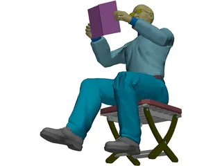 Man with Book 3D Model preview