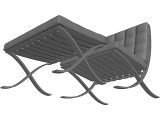 Chair Designer Footrest 3D Model preview