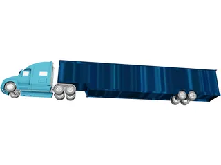 Freightliner Truck and Trailer 3D Model preview