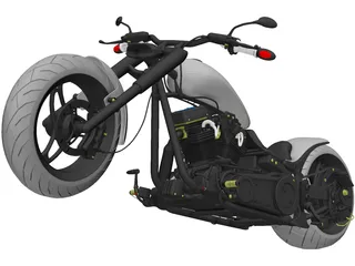 Custom Chopper Motorcycle 3D Model preview
