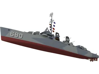 USS Fletcher 3D Model preview