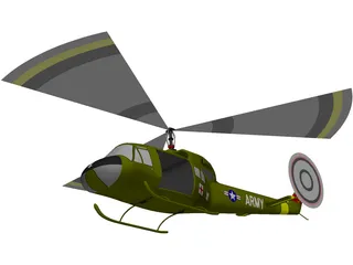 Bell UH1-B Huey 3D Model preview