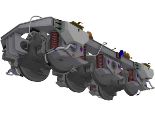 Bogie 3 Axle 3D Model preview