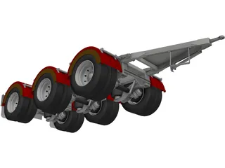 Tri-Axle Dolly 1540 Axle Centers 3D Model preview