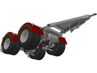 Tandem Axle Dolly 1540 Axle Centers 3D Model preview