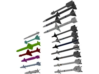 Aerial Launched Missiles Pack 3D Model preview
