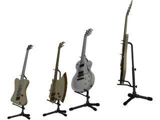 Electric Guitars Collection 3D Model preview