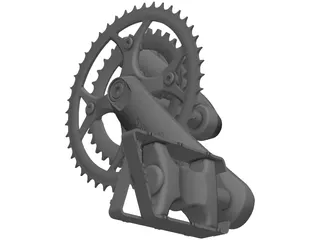 Crankset and Pedals 3D Model preview