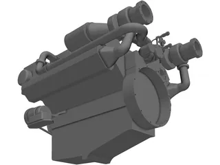 MAN Marine Diesel V12 Engine 3D Model preview