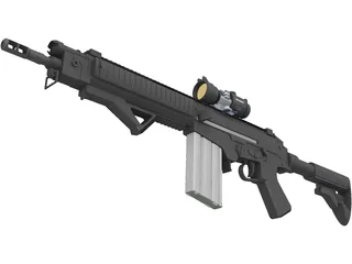 FN FAL Custom Rifle with Aimpoint Scope 3D Model preview