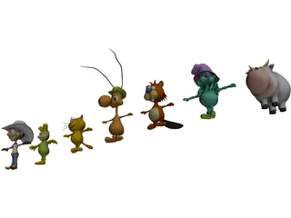 Cartoon Characters Collection 3D Model preview