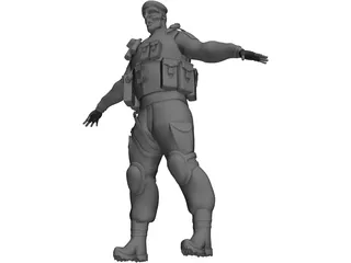 Soldier Black Beret 3D Model preview