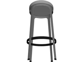 High Metal Barstool 3D Model preview