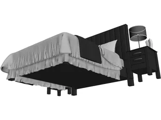 Double Bed 3D Model preview