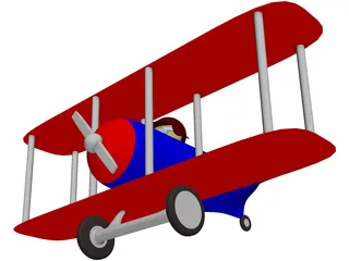 Cartoon Toy Airplane 3D Model preview