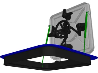 Watertight Steel Hatch Flush Type 3D Model preview