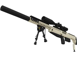.338 Lapua Magnum Bullpup SD 3D Model preview