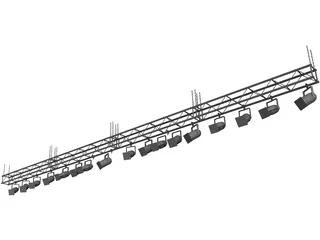Truss with Stage Ligths and Chains 3D Model preview