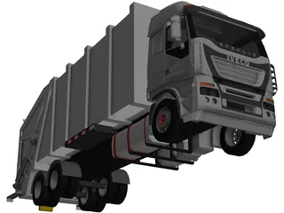 Iveco Stralis 6X2 Gargage Truck 3D Model preview