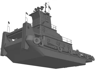 River Tug Boat 3D Model preview