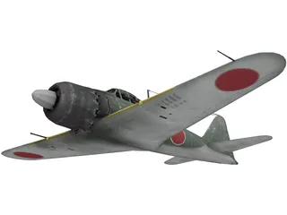 A6M Zero Ground Camo 3D Model preview