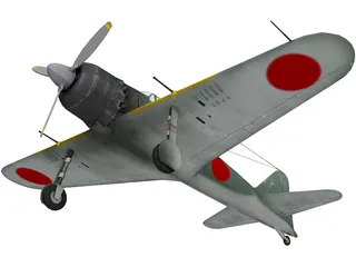 A6M Zero with Landing Gear 3D Model preview