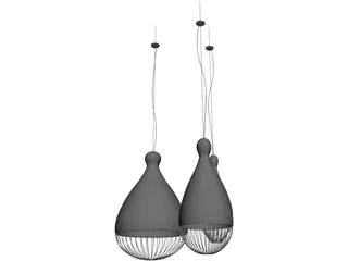 Bird Cage Ceiling Lamp 3D Model preview