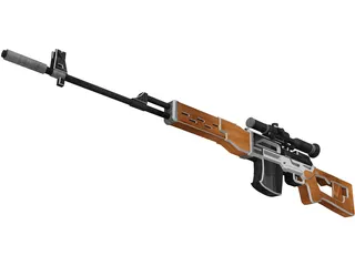 SVD Dragunov Sniper Rifle 3D Model preview