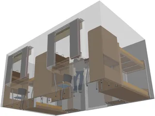 Dormitory Room 3D Model preview