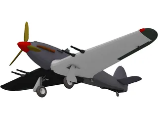 Hawker Hurricane IIC 3D Model preview