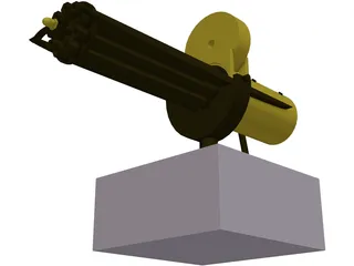Gatling Gun Hand-Crank 3D Model preview