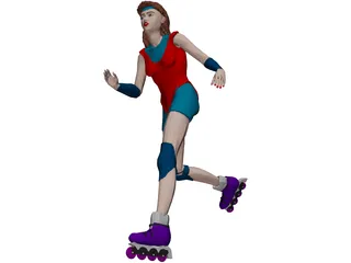 Woman with Scates 3D Model preview