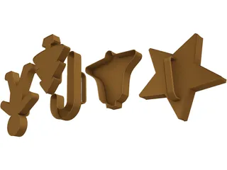 Xmas Cookie Cutters 3D Model preview