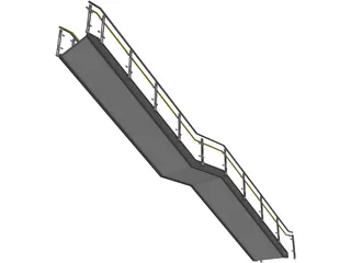 Stair with Glass Rail 3D Model preview