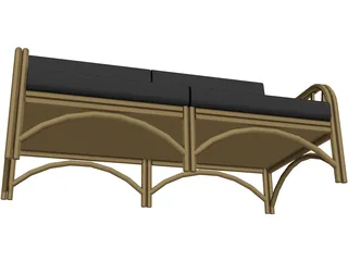 Sofa Bambu and Rattan 3D Model preview