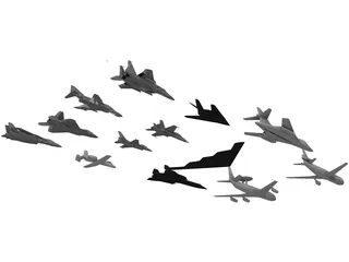 Airplanes Set 3D Model preview
