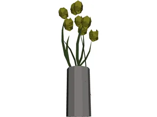 Tulips In Vase 3D Model preview