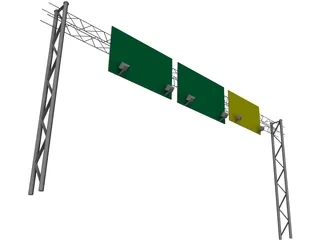 Highway Truss with Signs 3D Model preview