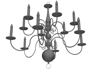 Colonial Chandelier 3D Model preview